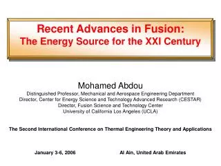 Recent Advances in Fusion: The Energy Source for the XXI Century