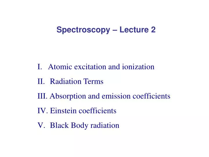 spectroscopy lecture 2