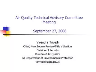 Air Quality Technical Advisory Committee Meeting September 27, 2006