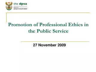 Promotion of Professional Ethics in the Public Service