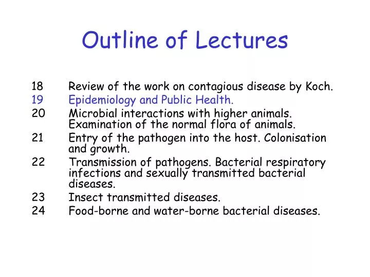 outline of lectures