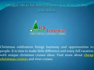Make a Best Christmas Cruises Deals with 123christmascelebra