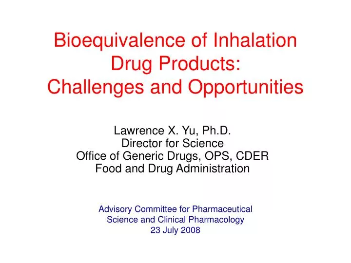 bioequivalence of inhalation drug products challenges and opportunities