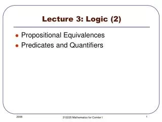 Lecture 3: Logic (2)