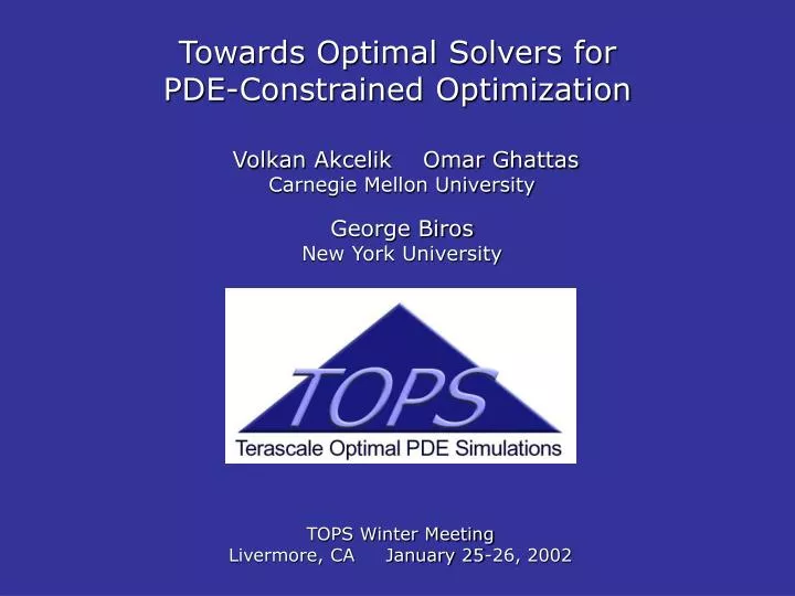 towards optimal solvers for pde constrained optimization