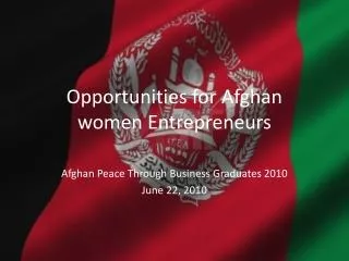 Opportunities for Afghan women Entrepreneurs