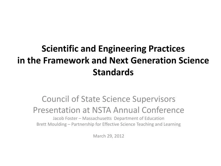 scientific and engineering practices in the framework and next generation science standards
