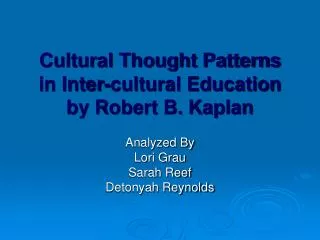 Cultural Thought Patterns in Inter-cultural Education by Robert B. Kaplan