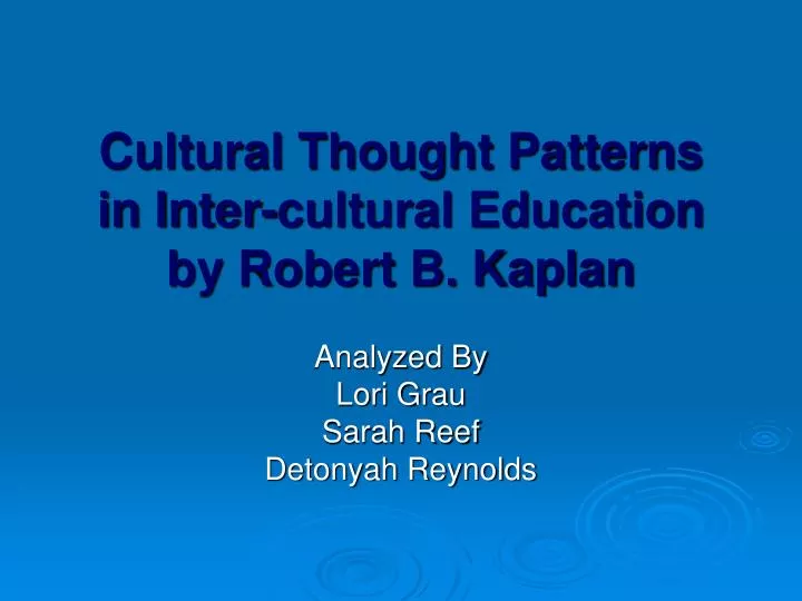 cultural thought patterns in inter cultural education by robert b kaplan