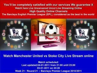 Manchester United vs Stoke City LIVE STREAM ONLINE TV SHOW