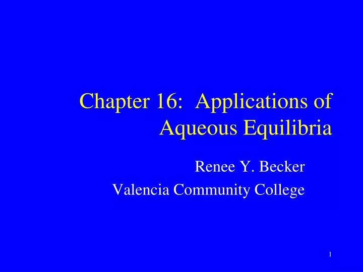chapter 16 applications of aqueous equilibria