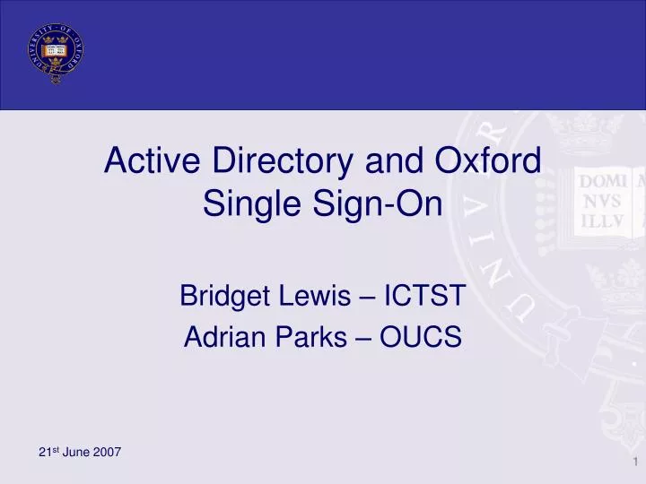 active directory and oxford single sign on