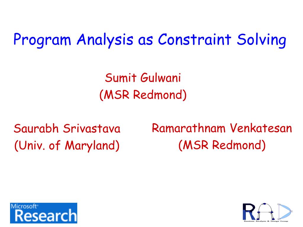 PPT - Program Analysis as Constraint Solving PowerPoint Presentation ...