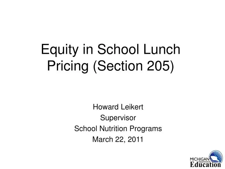 equity in school lunch pricing section 205