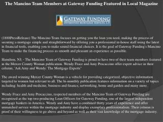 The Mancino Team Members at Gateway Funding Featured in Loca