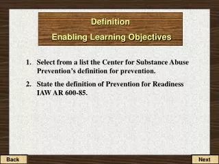 Definition Enabling Learning Objectives
