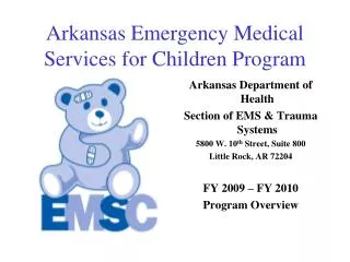 Arkansas Emergency Medical Services for Children Program