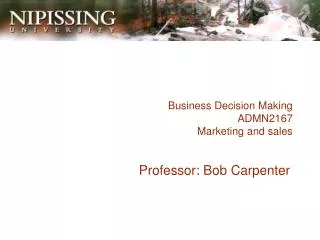 Business Decision Making ADMN2167 Marketing and sales
