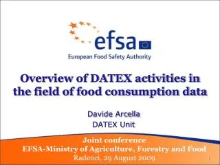 Overview of DATEX activities in the field of food consumption data