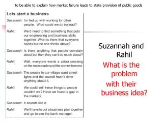 Suzannah and Rahil What is the problem with their business idea?