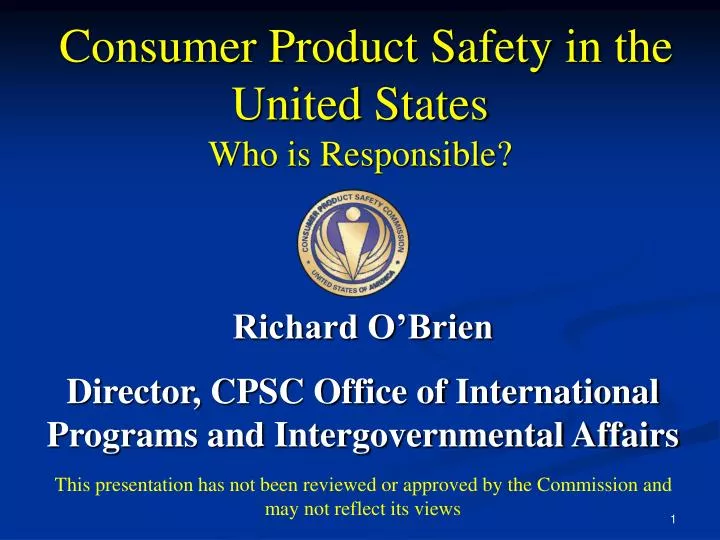 consumer product safety in the united states who is responsible