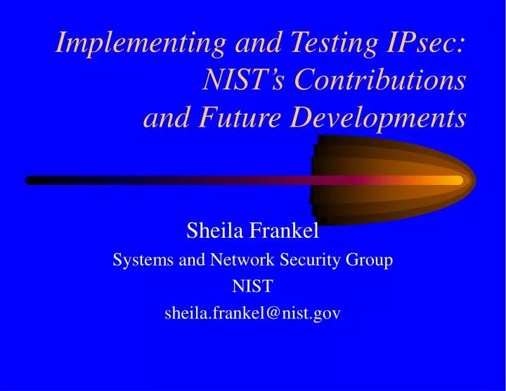 implementing and testing ipsec nist s contributions and future developments
