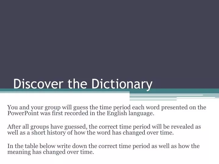 discover the dictionary