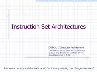 Instruction Set Architectures
