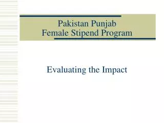 Pakistan Punjab Female Stipend Program