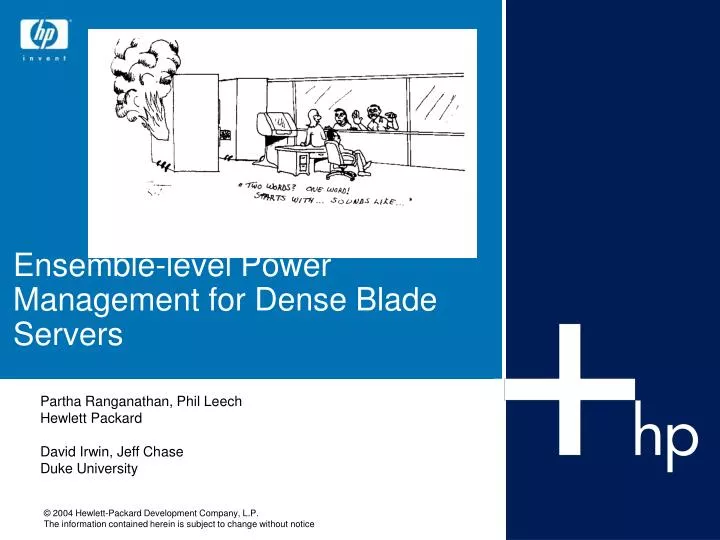 ensemble level power management for dense blade servers