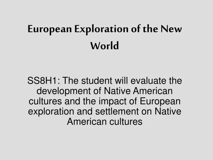 european exploration of the new world