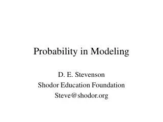 Probability in Modeling