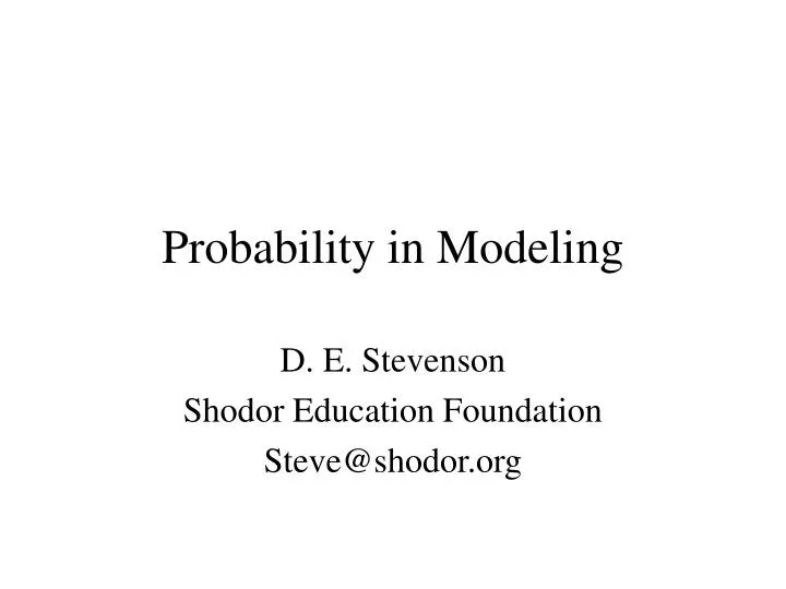 probability in modeling