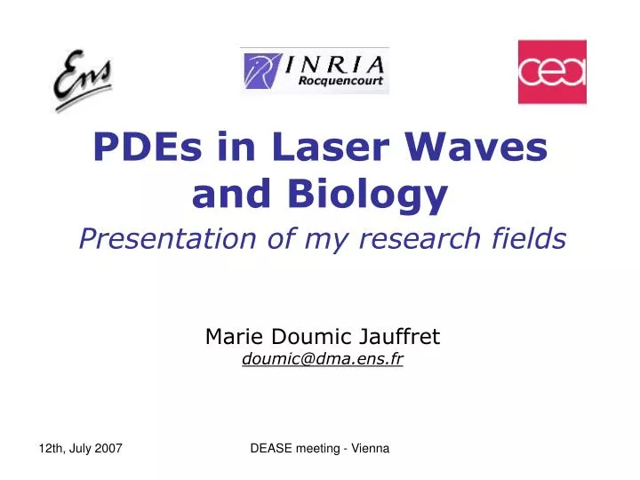 pdes in laser waves and biology