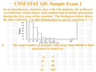UNM STAT 145: Sample Exam 1
