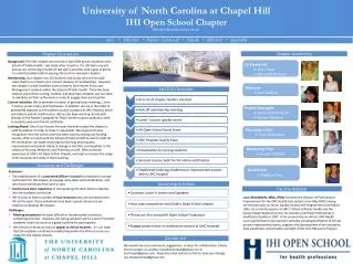 University of North Carolina at Chapel Hill IHI Open School Chapter Meredith Kimball and Lisa Fraser