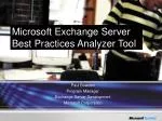 Microsoft Exchange Server Best Practices Analyzer Tool - slide 1