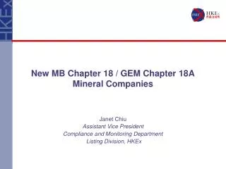 New MB Chapter 18 / GEM Chapter 18A Mineral Companies