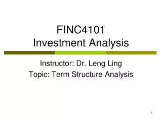 FINC4101 Investment Analysis
