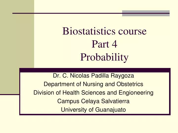 biostatistics course part 4 probability