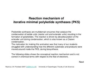 Reaction mechanism of iterative minimal polyketide synthases (PKS)