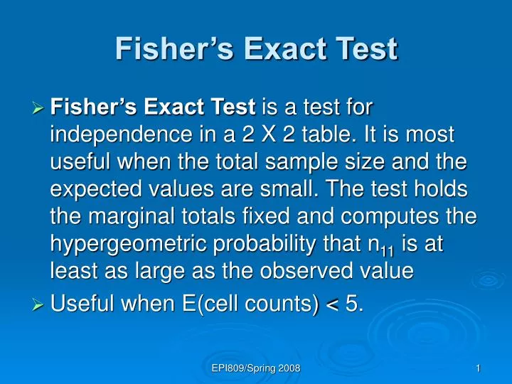 fisher s exact test
