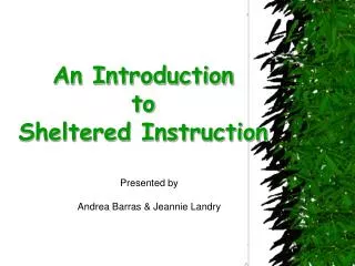 An Introduction to Sheltered Instruction
