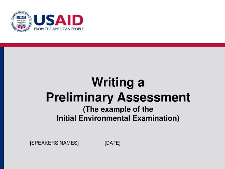 writing a preliminary assessment the example of the initial environmental examination