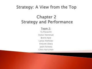 Strategy: A View from the Top Chapter 2 Strategy and Performance