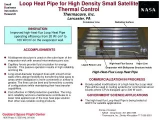 Loop Heat Pipe for High Density Small Satellite Thermal Control Thermacore, Inc. Lancaster, PA