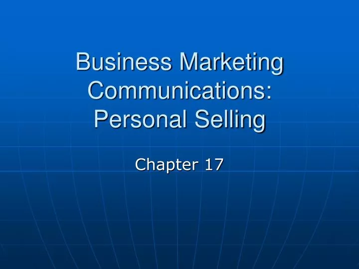 business marketing communications personal selling