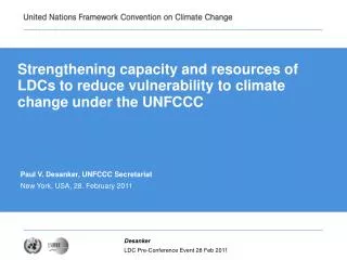 Strengthening capacity and resources of LDCs to reduce vulnerability to climate change under the UNFCCC