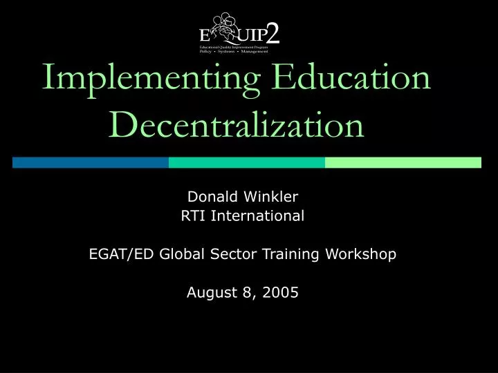 implementing education decentralization