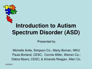 Introduction to Autism Spectrum Disorder (ASD)